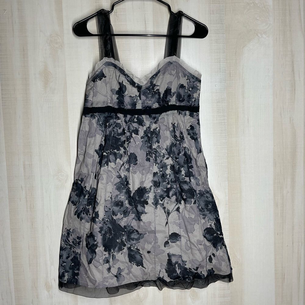 Ann Taylor Loft gray black mini dress sweetheart neckline straps, 6 petite NWT